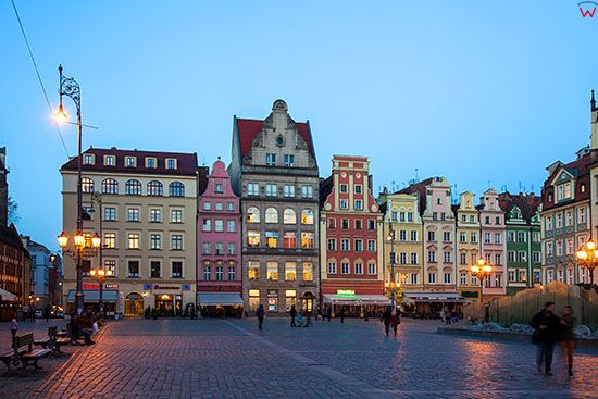 Wroclaw, kamienice przy Rynku. EU, PL, Dolnoslaskie.