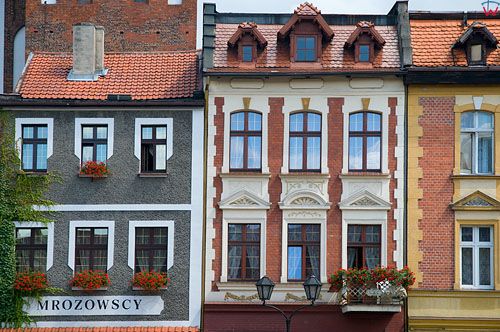 Polska, kujawsko-pom. Kamienice w centrum Brodnicy.