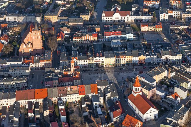 Brodnica, centrum starego miasta. EU, PL, Kujawsko - Pomorskie. Lotnicze