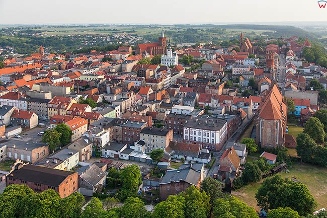 Chelno, Stare Miasto widoczne od strony NE. EU, Pl, Kujawsko-Pomorskie. Lotnicze.