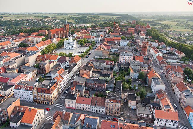 Chelno, panorama Starego Miasta od strony NEE. EU, Pl, Kujawsko-Pomorskie. Lotnicze.