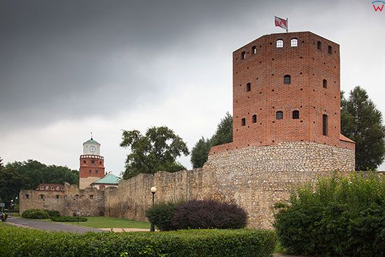 Wielun, mury obronne z Baszta na Podwalu. EU, PL, Lodzkie.