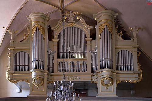 Organy wewnątrz kościoła w Janowcu