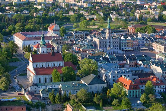 Zamosc - panorama na stare miasto. EU, PL, Lubelskie. LOTNICZE.