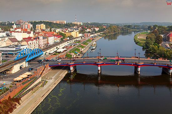 Gorzow Wielkopolski, Most Staromiejski nad Warta. EU, PL, Lubuskie. Lotnicze.