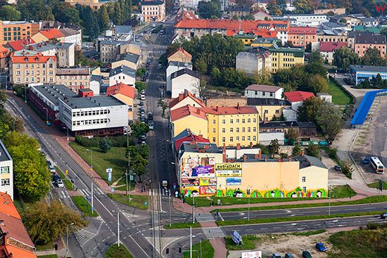 Gorzow Wielkopolski, panorama na ulice Sikorskiego od strony W. EU, PL, Lubuskie. Lotnicze.