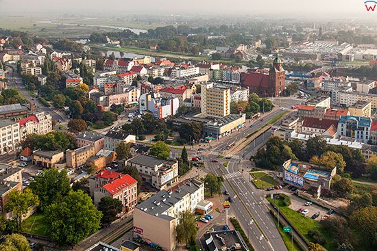 Gorzow Wielkopolski, panorama na Stare Miasto od strony N. EU, PL, Lubuskie. Lotnicze.