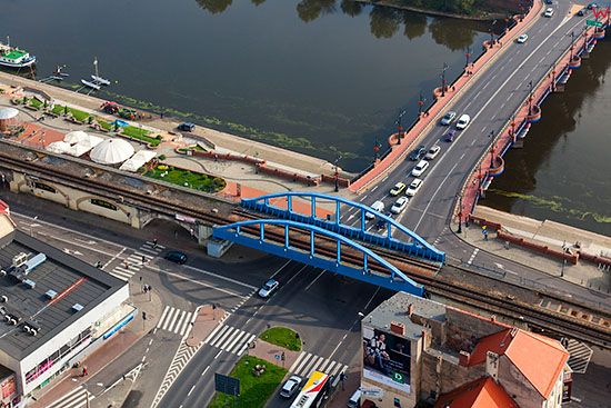 Gorzow Wielkopolski, Most Staromiejski. EU, PL, Lubuskie. Lotnicze.