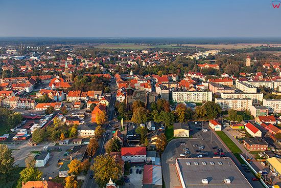 Miedzyrzecz, panorama na Stare Miasto od strony S. EU, Pl, Lubuskie. Lotnicze.