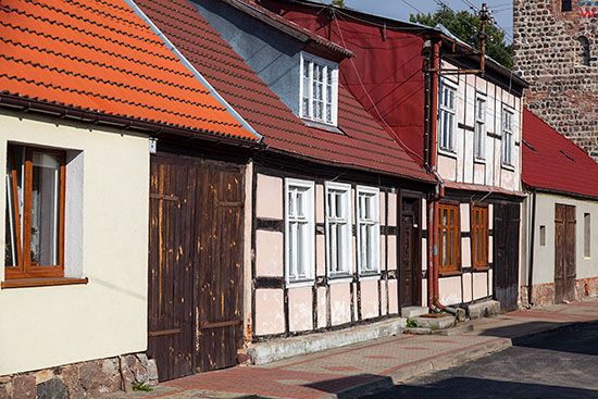 Moryn, domy konstrukcji ryglowej przy ulicy Waskiej. EU, Pl, Lubuskie.