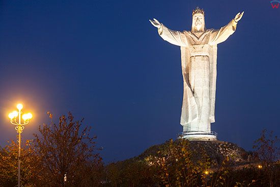 Swiebodzin, panorama pomnika Jezusa Chrystusa Krola Wrzechswiata. EU, PL, Lubuskie.