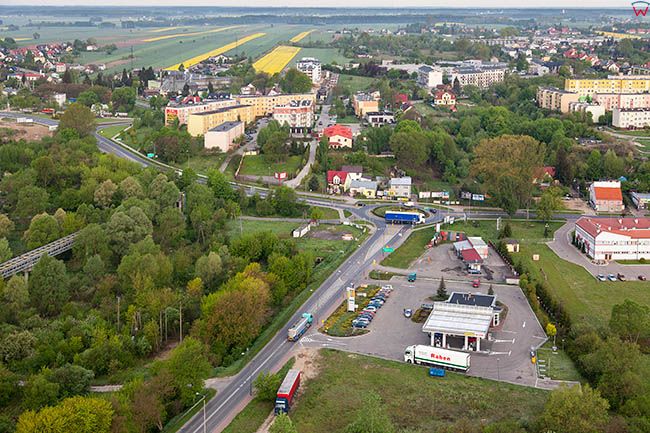 Pultusk, panorama okolicy ulicy Wyszkowskiej. EU, Pl, Mazowieckie. Lotnicze.