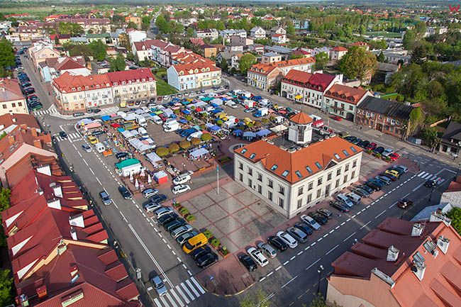 Serock, panorama miasta. EU, Pl, Mazowieckie. Lotnicze.