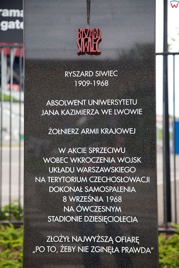 Pomik Ryszarda Siwca przy Stadionie Narodowym w Warszawie. EU, PL, Mazowieckie.