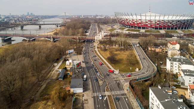 Warszawa, Stadion Narodowy PGE i Wybrzeze Szczecinskie. EU, PL, mazowieckie. Lotnicze.