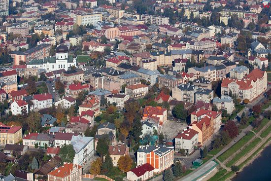 Przemysl, panorama na stare miasto. EU, Pl, podkarpackie. Lotnicze.