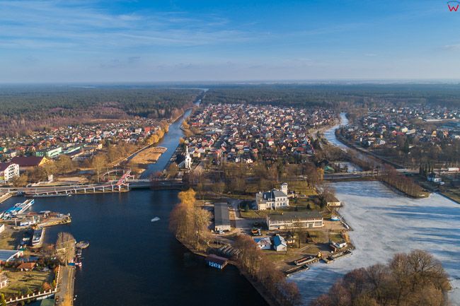 Augustow, Kanal Augustowski i rzeka Netta. EU, Pl, Podlaskie. Lotnicze.