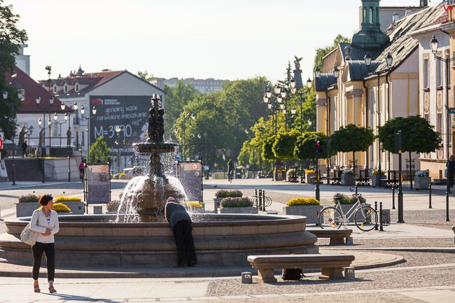 Bialystok, fontanna przy Rynku T. Kosciuszki. EU, PL, Podlaskie.