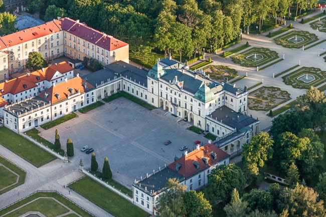 Bialystok, Park i Palac Branickich. EU, PL, Podlaskie. Lotnicze.