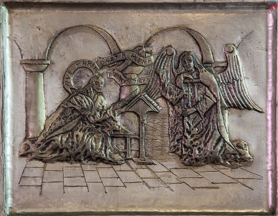 Chojnice, 29.06.2016 r, sceny z zycia swietych na oltarzu Bazyliki Mniejszej. EU, PL, Pomorskie.