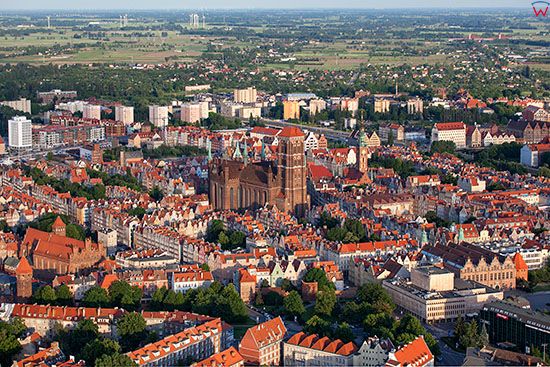 Gdansk, Glowne Miasto. EU, PL, Pomorskie. Lotnicze.