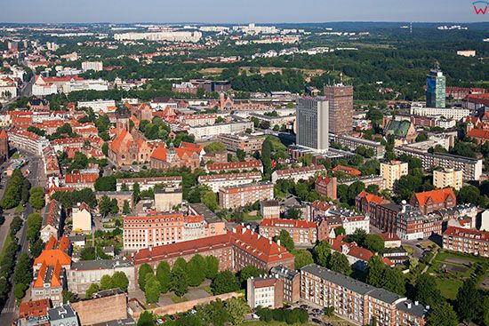 Gdansk, Stare Miasto widoczne od strony NE. EU, PL, Pomorskie. Lotnicze.