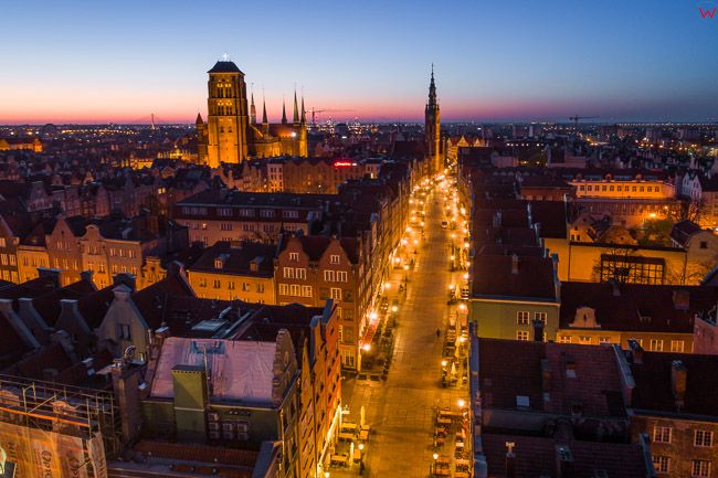 Gdansk, panorama miasta z lotu ptaka-ul. Dluga. EU. PL,Pomorskie. Lotnicze.