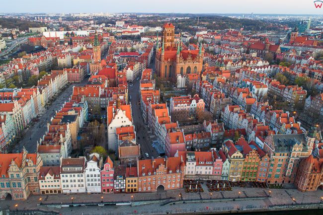Gdansk, panorama miasta z lotu ptaka - Stare miasto. EU. PL,Pomorskie. Lotnicze.