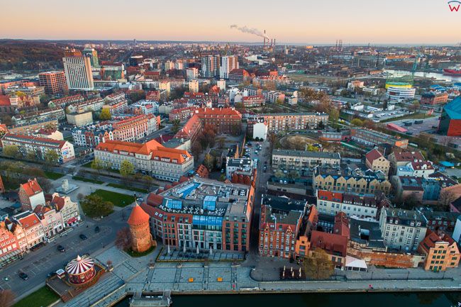 Gdansk, panorama miasta z lotu ptaka - Stare miasto. EU. PL,Pomorskie. Lotnicze.