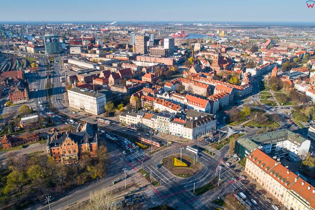 Gdansk, panorama miasta z lotu ptaka-Srodmiescie. EU. PL,Pomorskie. Lotnicze.