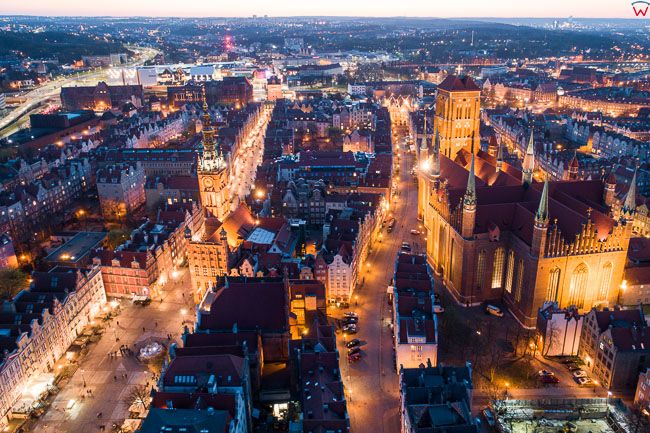 Gdansk, panorama miasta z lotu ptaka-Stare Miasto. EU. PL,Pomorskie. Lotnicze.