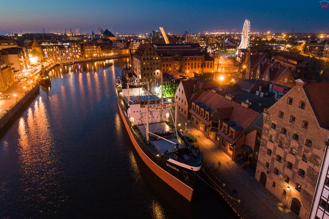Gdansk, panorama miasta z lotu ptaka-Muzeum Morskie. EU. PL,Pomorskie. Lotnicze.