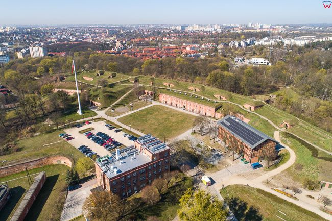 Gdansk, panorama miasta z lotu ptaka-Fort Gory Gradowej. EU. PL,Pomorskie. Lotnicze.