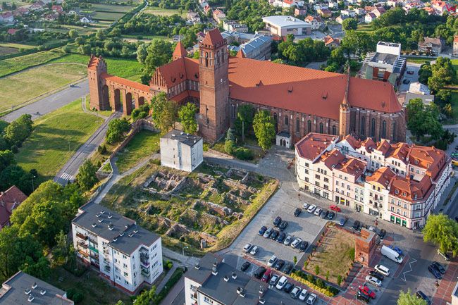 Kwidzyn, Zespol Katedralno - Zamkowy widoczny od strony S. EU, Pl, Pomorskie. Lotnicze.