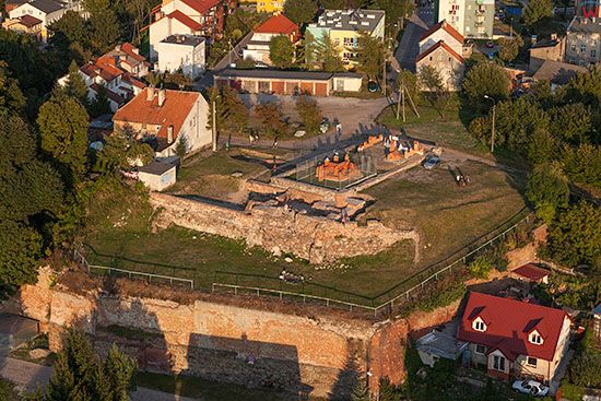 Prabuty, ruiny Zamku Biskupiego. EU, PL, Pomorskie. Lotnicze.