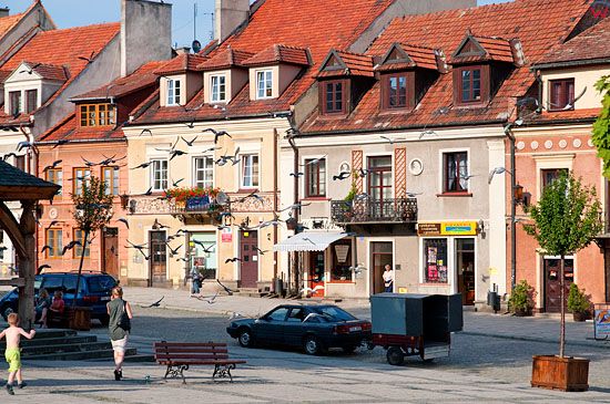 PL, swietokrzyskie, Sandomierz. Kamienice starego miasta.