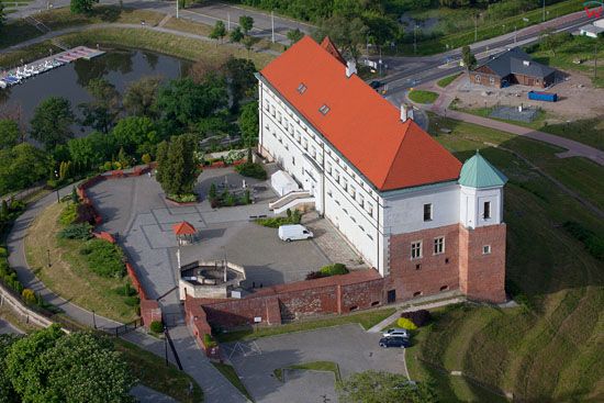 Sandomierz - Zamek. EU, Pl, Swietokrzyskie. LOTNICZE.