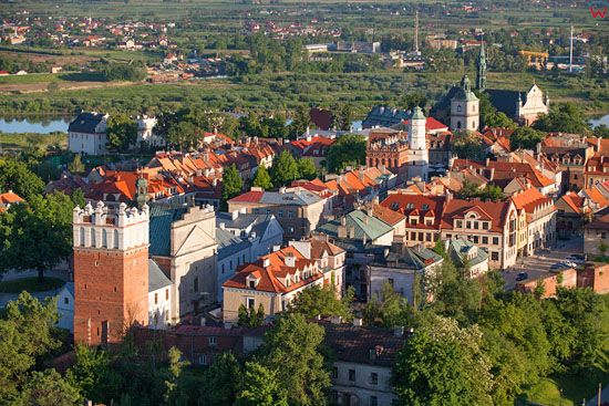 Sandomierz - stare miasto. EU, Pl, Swietokrzyskie. LOTNICZE.
