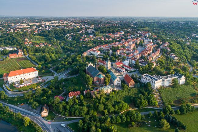 Sandomierz, panorama Starego miasta. EU, PL, swietokrzyskie. Lotnicze.