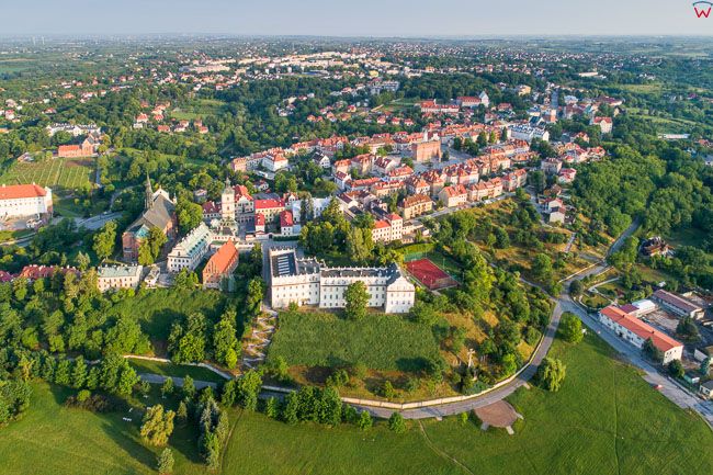 Sandomierz, panorama Starego miasta. EU, PL, swietokrzyskie. Lotnicze.