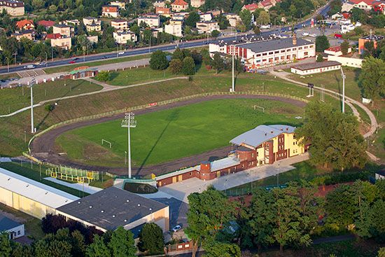 Kalisz, Stadion Miejski w Kaliszu. EU, Pl, Wielkopolskie. Lotnicze.