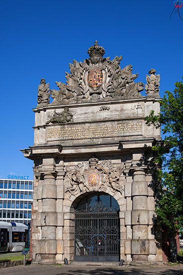 Szczecin, fasada Bramy Portowej. EU, Pl, Zachodniopomorskie.