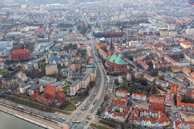Szczecin, Stare i Nowe Miasto. EU, PL, Zachodniopomorskie. Lotnicze.