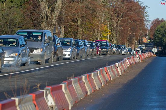 Przejscie graniczne Bagrationowsk-Bezledy, kolejka samochodow oczekujacych na odprawe. EU, Rosja-Obwod Kaliningradzki.