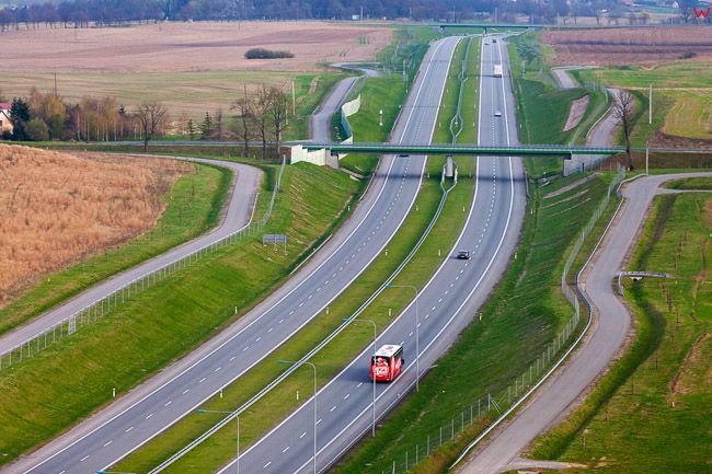 Leszczynka, odcinek drogi Nr S7 i 7 w okolicy Maldyt. EU, PL, Warm-Maz. Lotnicze.