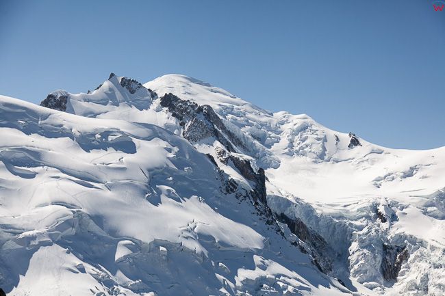 Aiguille du Midi 3842 m n.p.m. (Francja) 09.09.2015 r. widok w strone Mont Blanc.