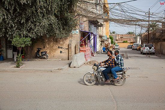 Irak, Karbala. Motocyklista w NE miasta.