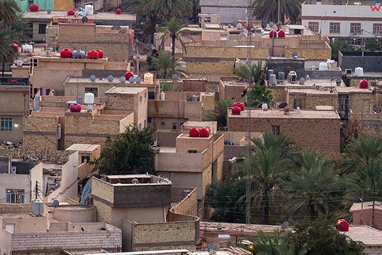 Irak, Karbala. Zabudowa domow jednorodzinnych w polnocnej czesci miasta.