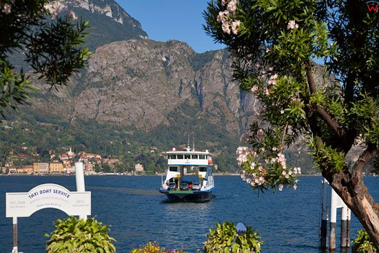 Jezioro Como widoczne z brzegu miejscowosci Bellagio. EU, Italia, Lombardia/Como.