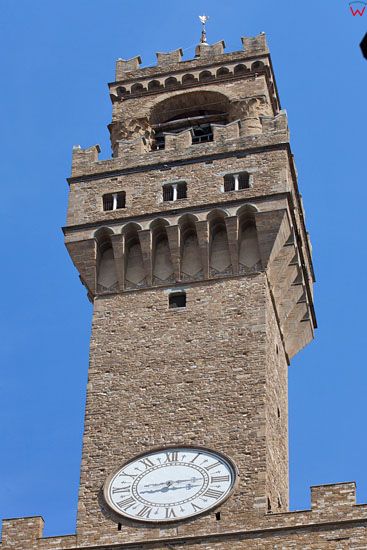 The Palazzo Vecchio przy Piazza della Signoria we Florencji. EU, Italia.